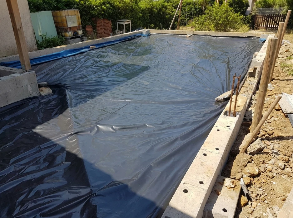 Chantier extérieur de construction d'une piscine enterrée