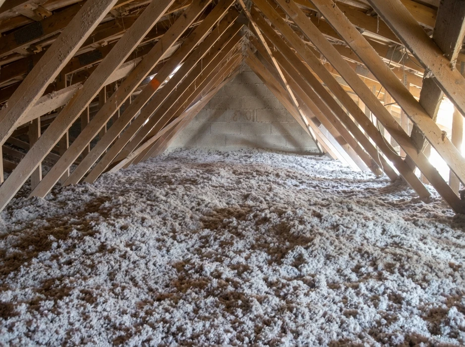 Travail composé d'isolation en laine minérale dans le sol, isolation thermique du sol, maison chaude, isolation écologique, un constructeur au travail