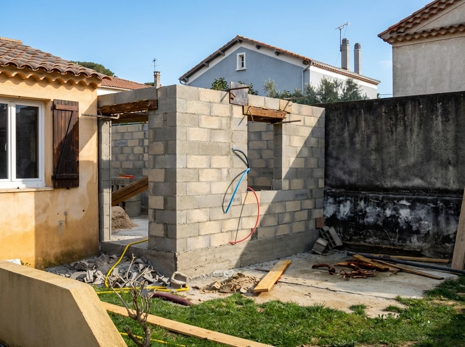 Chantier de construction en cours, extérieur