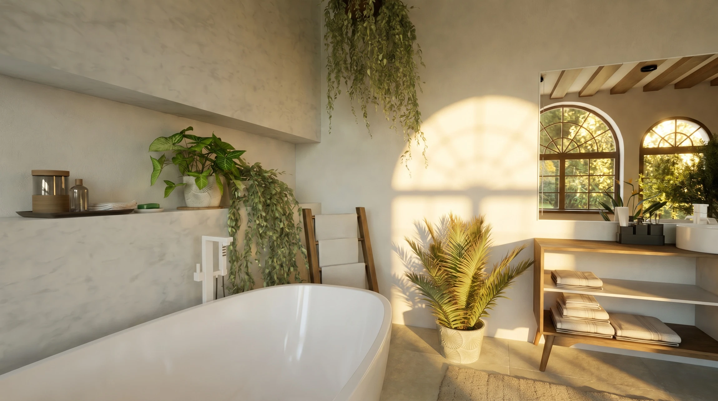 Salle de bain moderne avec double vasque encastrée, meuble-lavabo blanc à tiroirs avec poignées noires, plan de travail en quartz blanc veiné